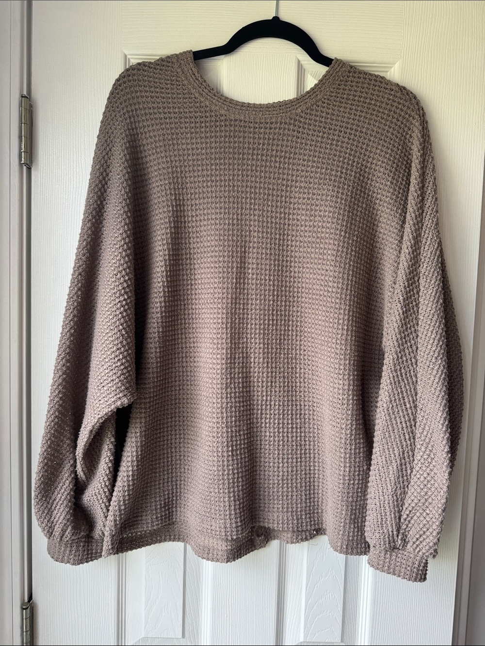 Altar'd State Waffle-Knit Crew Sweater - Taupe Size M/L